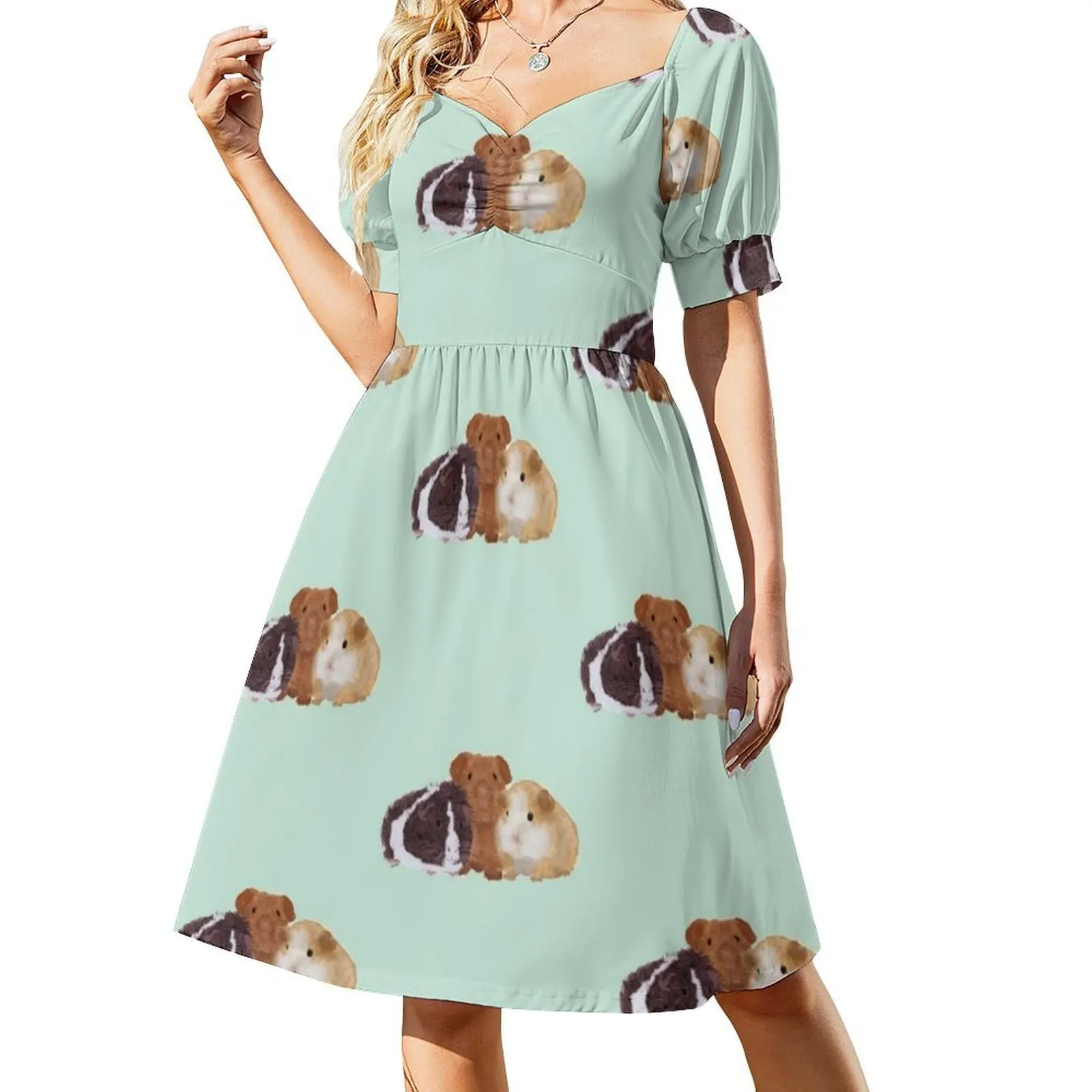 خنازير غينيا فستان سموك الأزهار للنساء الربيع الصيف فستان كاجوال للحزب خنزير غينيا خنازير غينيا الملابس النسائية #2