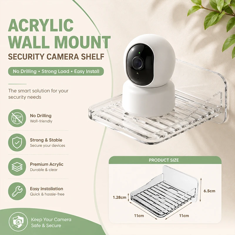 

Wall-Mounted Shelf No Drilling Adhesive Mount Bracket for Surveillance Camera Outdoor Indoor Router Holder Storage Stand