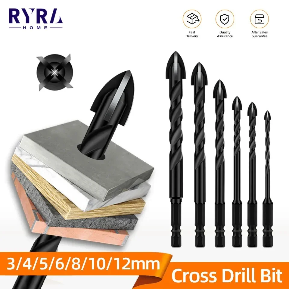 Cross Hexagon Tile Glass Cement Metal Ceramic Wood Plastic Hole Saw Triangle Alloy Drill Bit Size 4mm 3mm 5mm 6mm 8mm 10mm 12mm