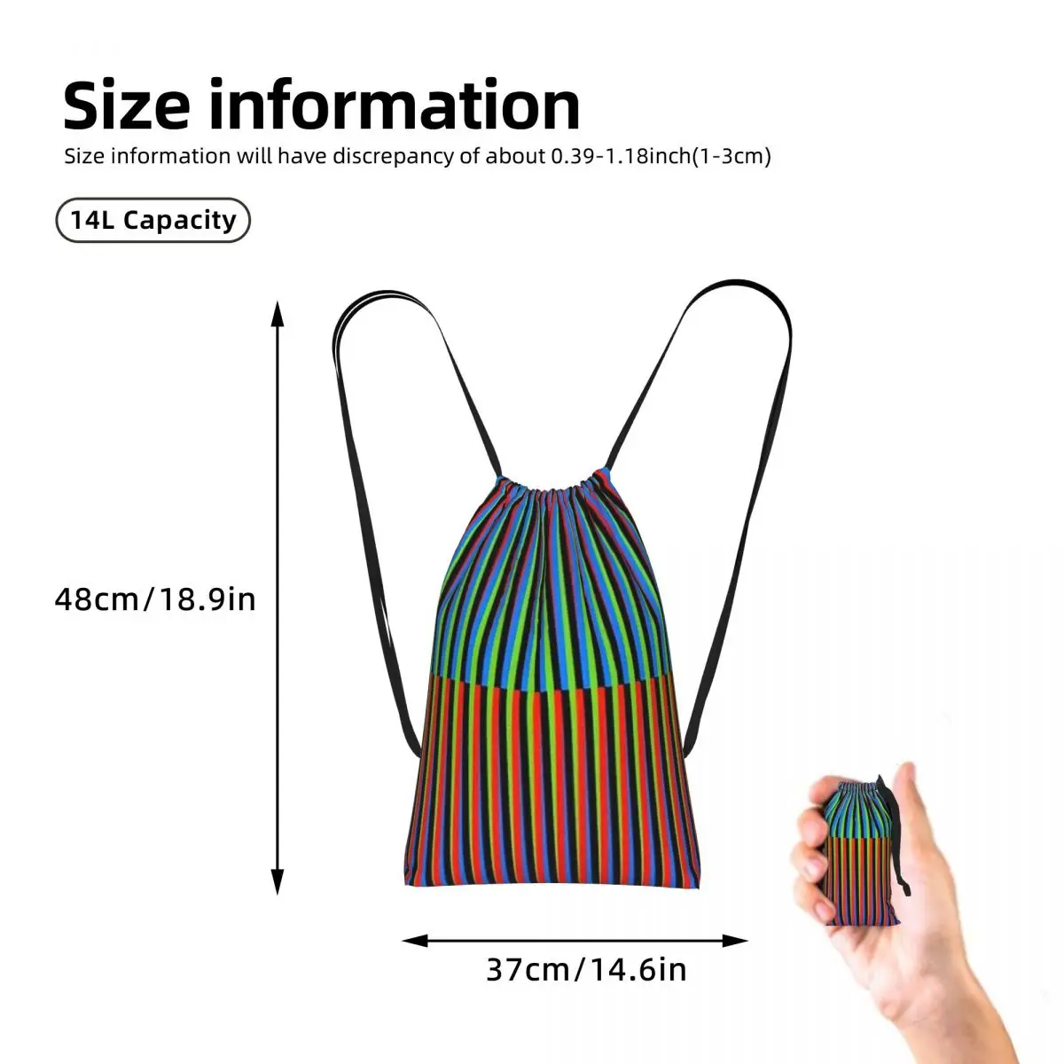 Soft Maiquetia Venezuela Cruz Diez Drawstring Backpack hiking cycling Bag Lightweight Foldable Storage Drawstring Bag Men Women