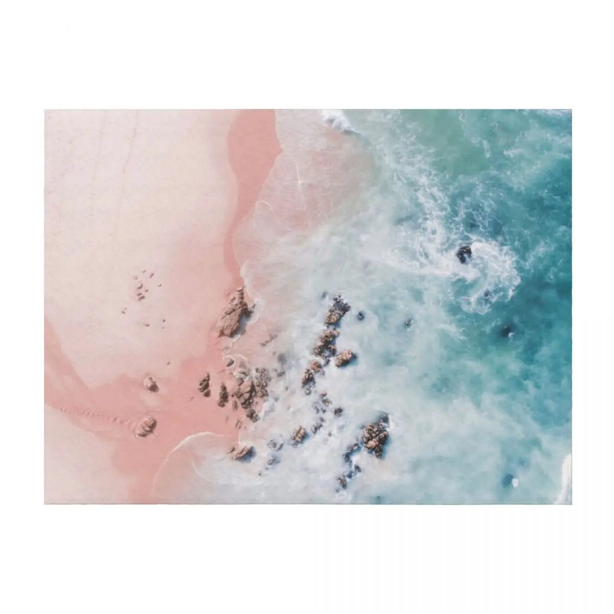 

Sea Bliss - Aerial Pink Beach Ocean Sea photography by Ingrid Beddoes Throw Blanket Single For Decorative Sofa Polar Blankets