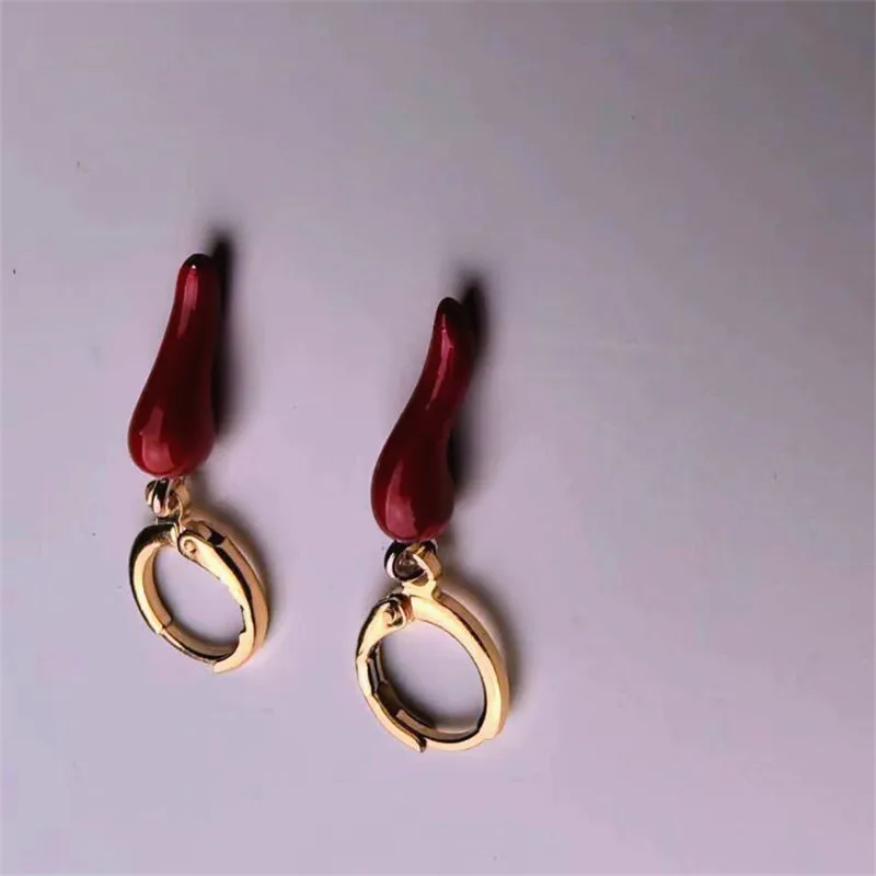 Vintage Fashion Punk Small Pepper Hoop Earrings For Women Girls Gifts Chilli Jewelry Accessories Copper Hoop Zinc Alloy Pendant