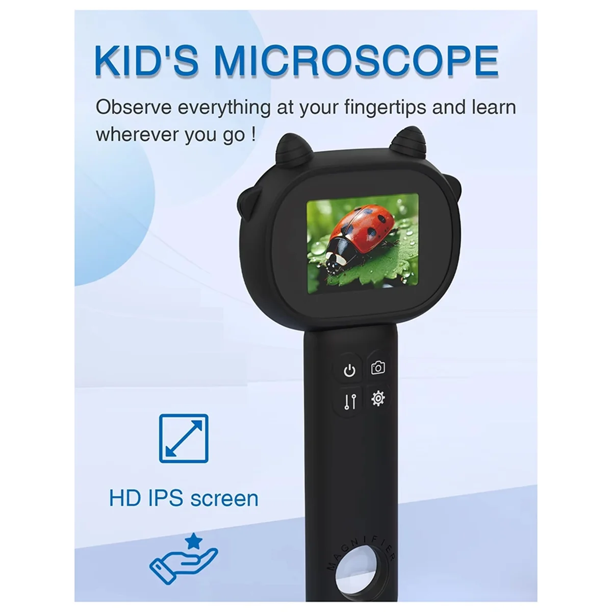 مجهر AB51 للأطفال مجهر صغير محمول باليد للأطفال الصغار-مجموعة العلوم التعليمية مع شاشة IPS 2.4 بوصة #4