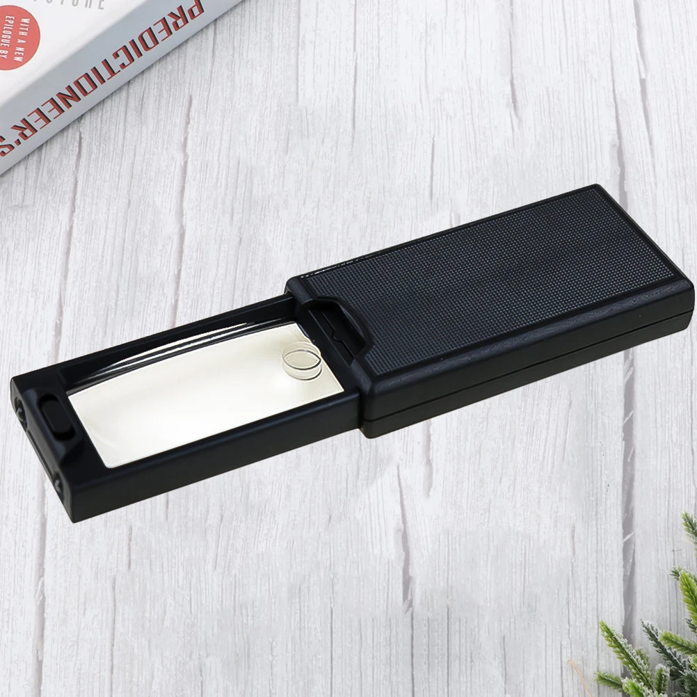 

1Pcs Multipurpose Pullout Type LED Magnifier Durable ABS Acrylic Handheld Portable Reading Glass Three Batteries Black