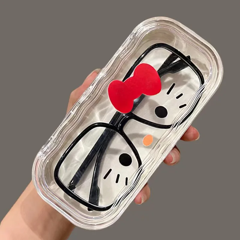 Cartoon Sanrio Glasses Case hellobykitty Kawaii Anime Glasses Storage Box accessori Portable Student Anti-Pressure Organizer Toy