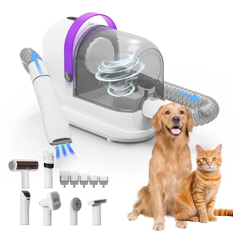 

2025 High Quality Low Noise Dog Cat Trimmer Hair Cutting Machine Pet Hair Remover Vacuum Pet Grooming Vacuum Suction Cleaner Kit