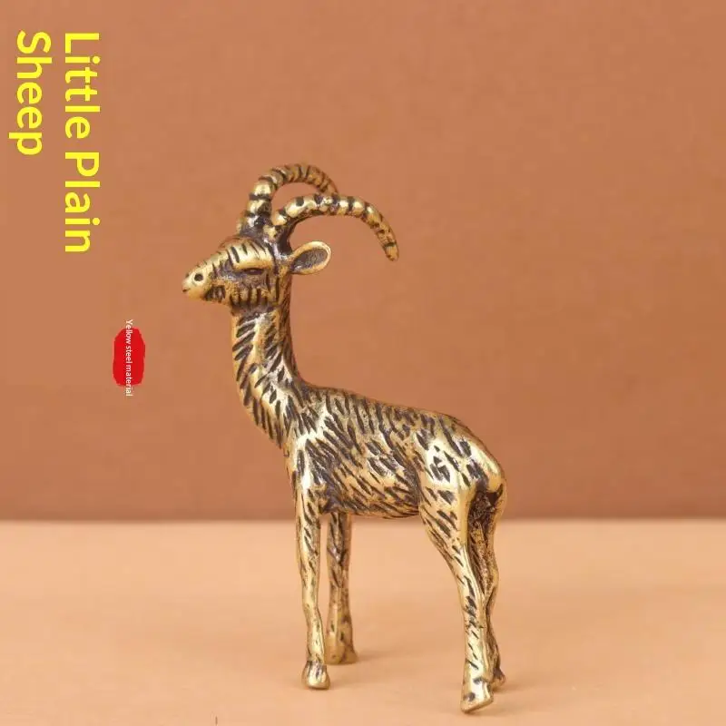 Chinese Zodiac Goat Sculpture Brass Animal Statue Desktop Ornament Wealth Fengshui For Home Decor