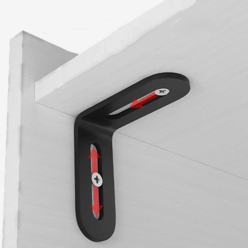 1Pcs Black L-Shaped Stainless Steel Corner Code Furniture Fixator 90 Degree  Bracket Furniture Bed Frame Cabinet Connector