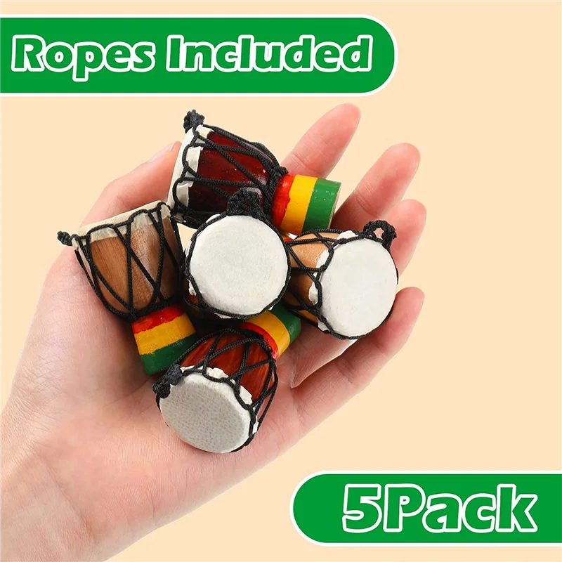 

ABKV-20 Pcs Instrument Necklaces Djembe Drum Mini Pendant African Drum Wooden Necklace Drums And Percussion
