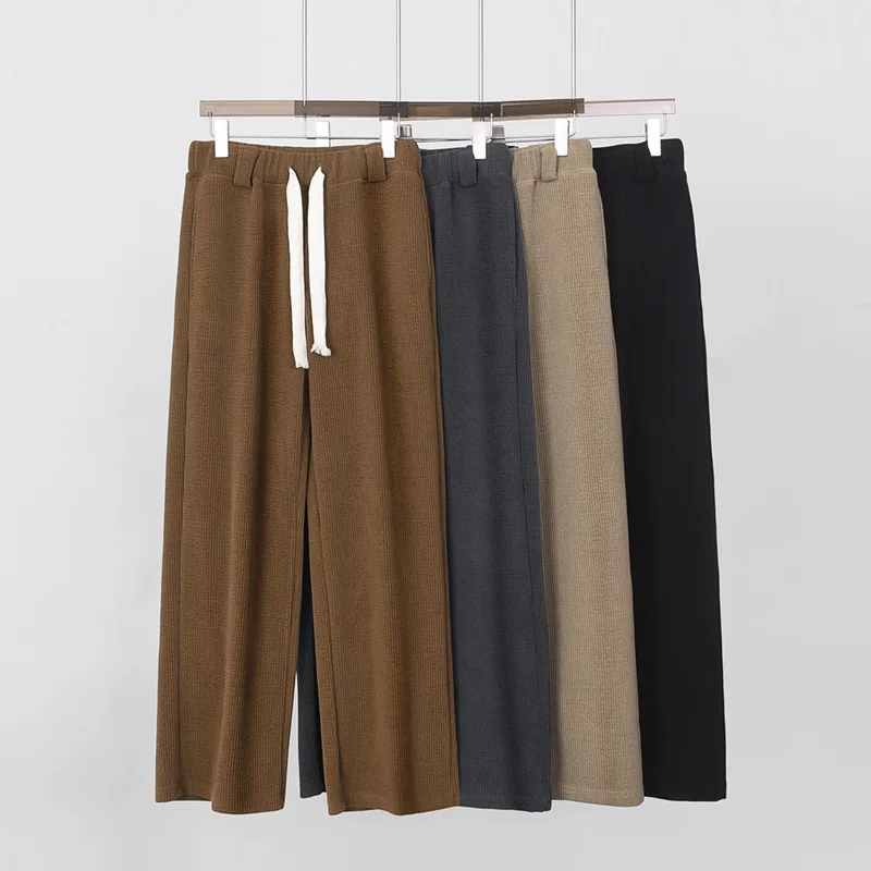 

420 г тяжелые брюки, однотонные, с высокой талией, широкие драпированные брюки длиной до пола, осенние и зимние новые повседневные брюки