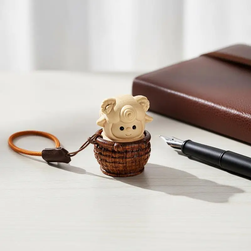 Wooden Sheep Keyboard Clicker Stress Relief Toy Portable Keychain Fidget Sensory Toy for Adults Commute Time Killing