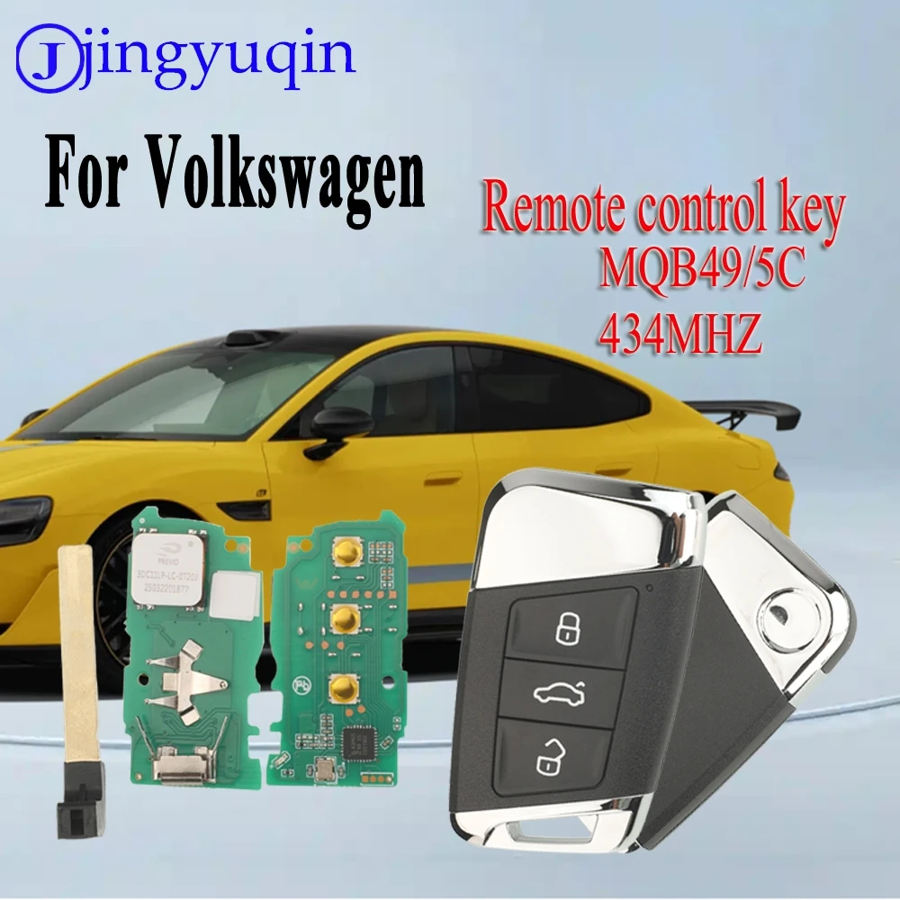

Jingyuqin 3 кнопки смарт-карта ключ дистанционного управления для Volkswagen MQB49/5C 434 МГц без логотипа, совместимый с автомобилем, долговечный и надежный
