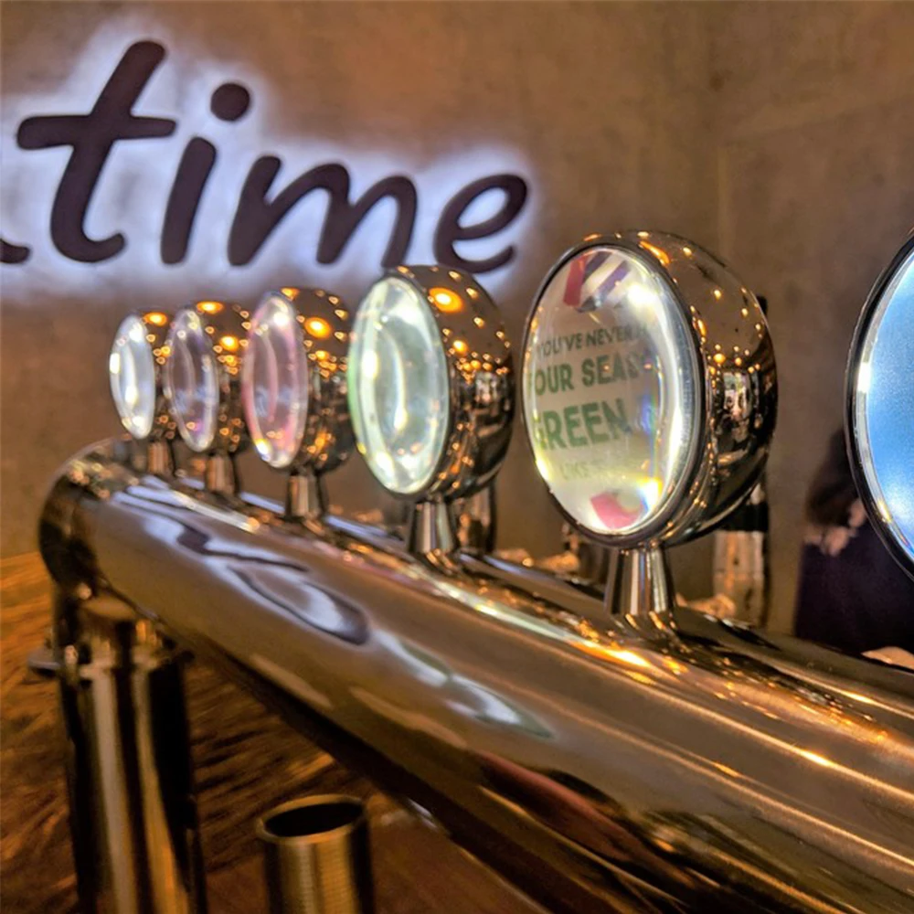 Bar Craft Beer Keg System Promotional Item Beverage Labels Customize LOGO Printing Convex Lens Tea Pump Badge φ81mm