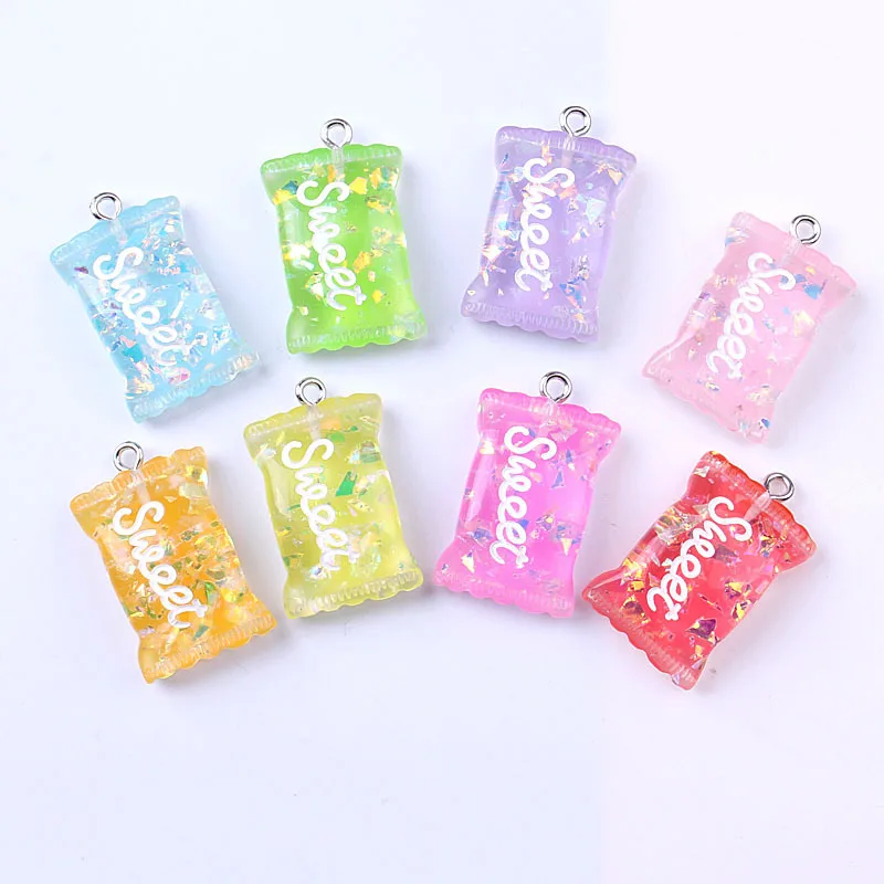 10Pcs Sweet Candy Charms Resin Candy Accessories for Making Diy Bracelet Necklace Earrings Handmade Accessories Supplies