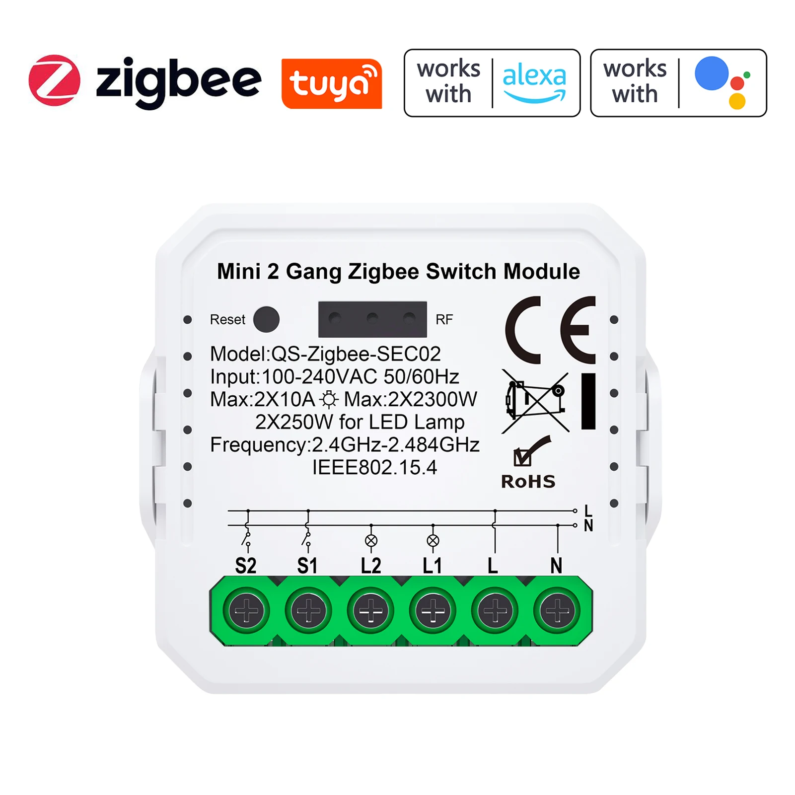 توصية وتحليل لوحدة التحكم في المفتاح الضوشي QS-Zigbee/WIFI-SEC01/SEC02 من Tuya