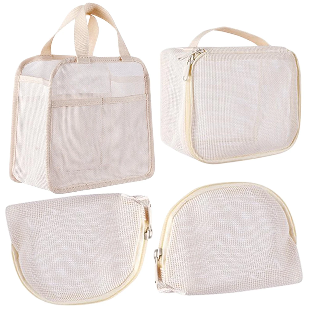 PVC Travel Storage Bag Transparent 3Pcs Travel Organizer Bag Breathable Portable Mesh Bag Bathroom Shower Travel Bag