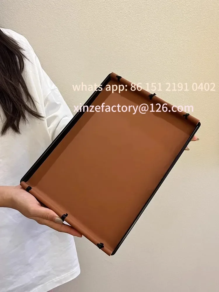 

Customizable Light Luxury Rectangle Leather Storage Coffee Tray, Handmade Knot Aromatherapy Tray, Home Decoration, Living Room T