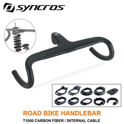 Syncros Road Bike Handlebar T1000 Carbon Fiber Internal Cable Integrated Bicycle Handlebar  with Spacers Road Bike Accessories