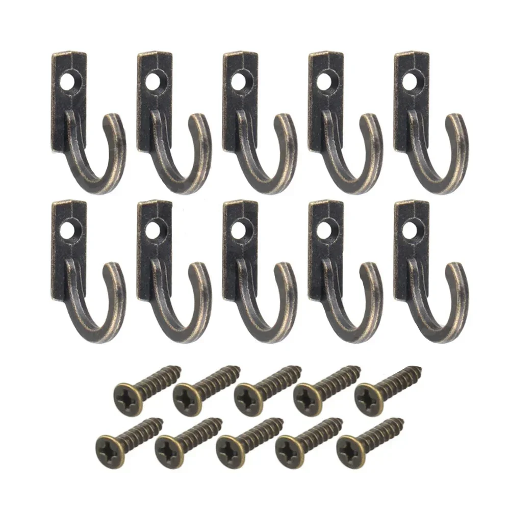 10PCS small antique retro wall hook, made of zinc alloy material, can be used for coat hooks, towel hooks, and key hooks