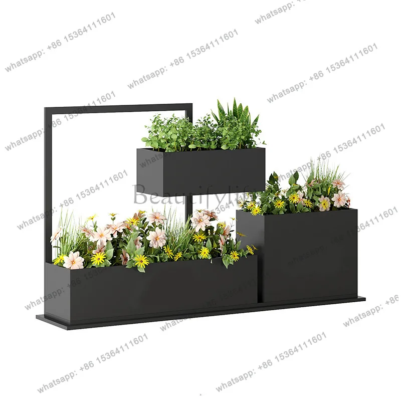 advanced exquisite indoor wrought iron flower box creative flower stand outdoor simple combination mobile outer pendulum
