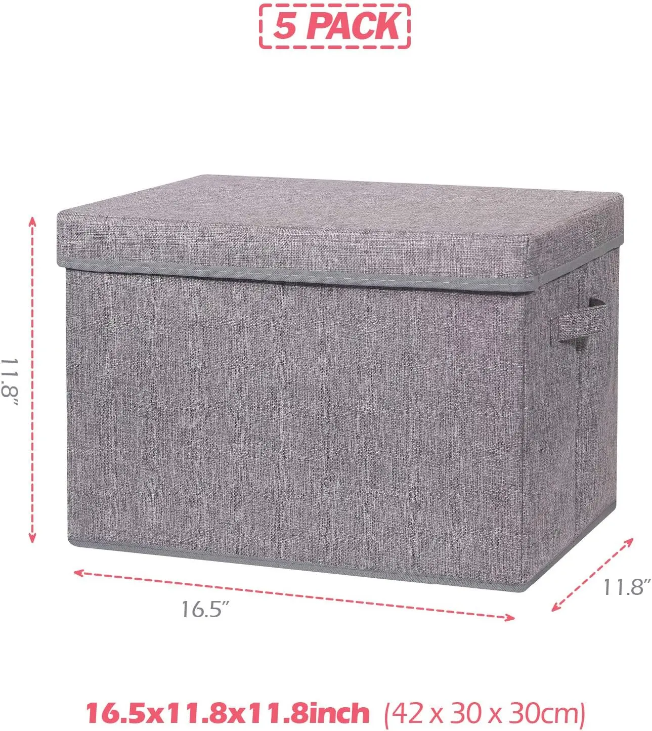 5 Pack Large Foldable Storage Box with Lids Fabric Storage Cube Organizer Cloth Containers Bins Baskets for Closet Clot