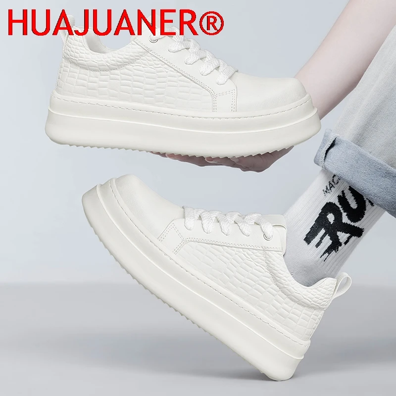 Men's Leather Elevator Shoes 7cm Hidden Height Increase Thick Sole Fashion Casual Sports Breathable Comfortable Sneakers for Man view 5