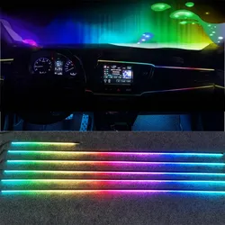 LED Symphony Full Color Streamer Car Ambient Light Acrylic Strip Backlight Atmosphere Lamp Decoration RGB 64 Color Universal