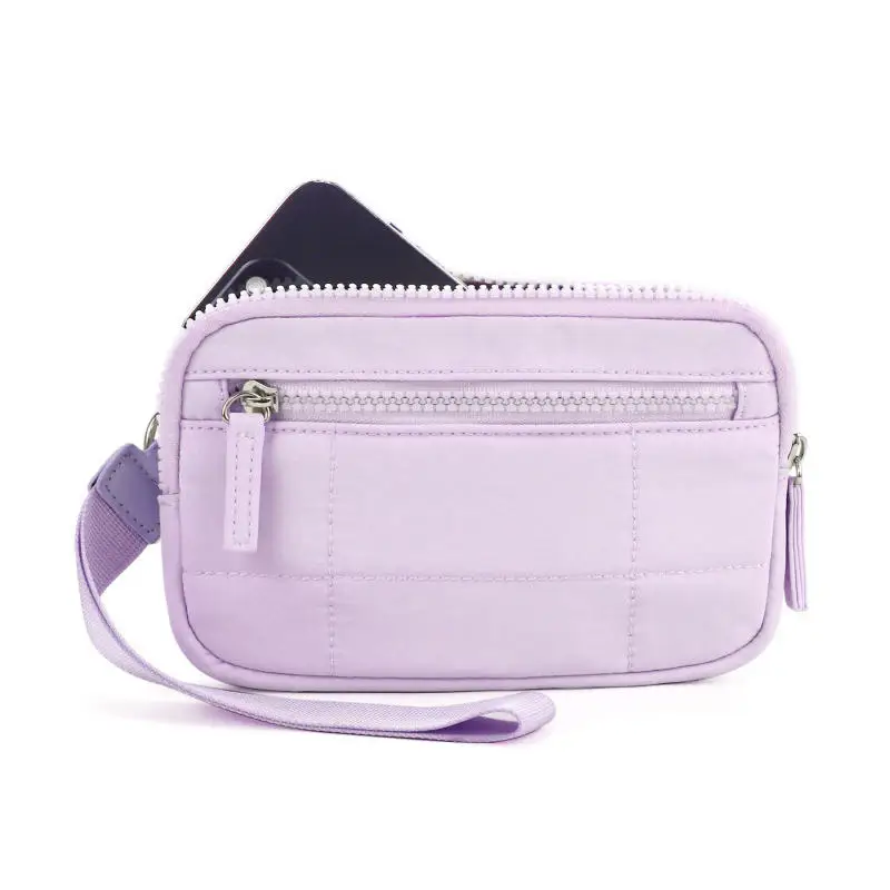 

Nylon Quilted Purse Zipper Wallet Cell Phone Pouch Women's Wristlet Wallet Coin Organizer Travel Credit Card Holder