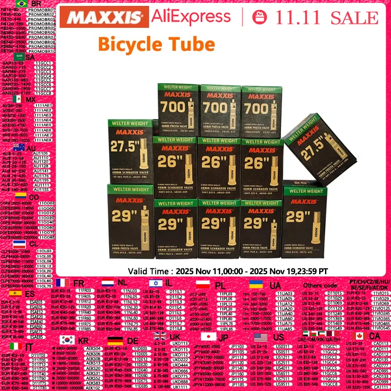 

MAXXIS WELTER WEIGHT Thickened Puncture Resistant Original 0.8mm Inner Tube 26 27.5 29 700 For BMX Road XC AM DH Commute PV SV