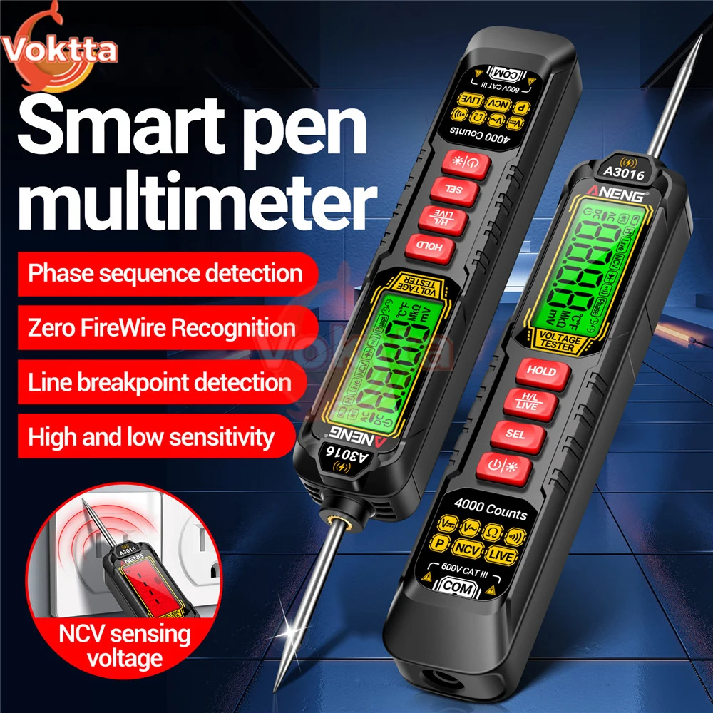 ANENG A3015 4000Count Voltage Tester Digital Multimeter AC/DC NCV Voltage Induction Test Pen Professional Electrician Diagnostic