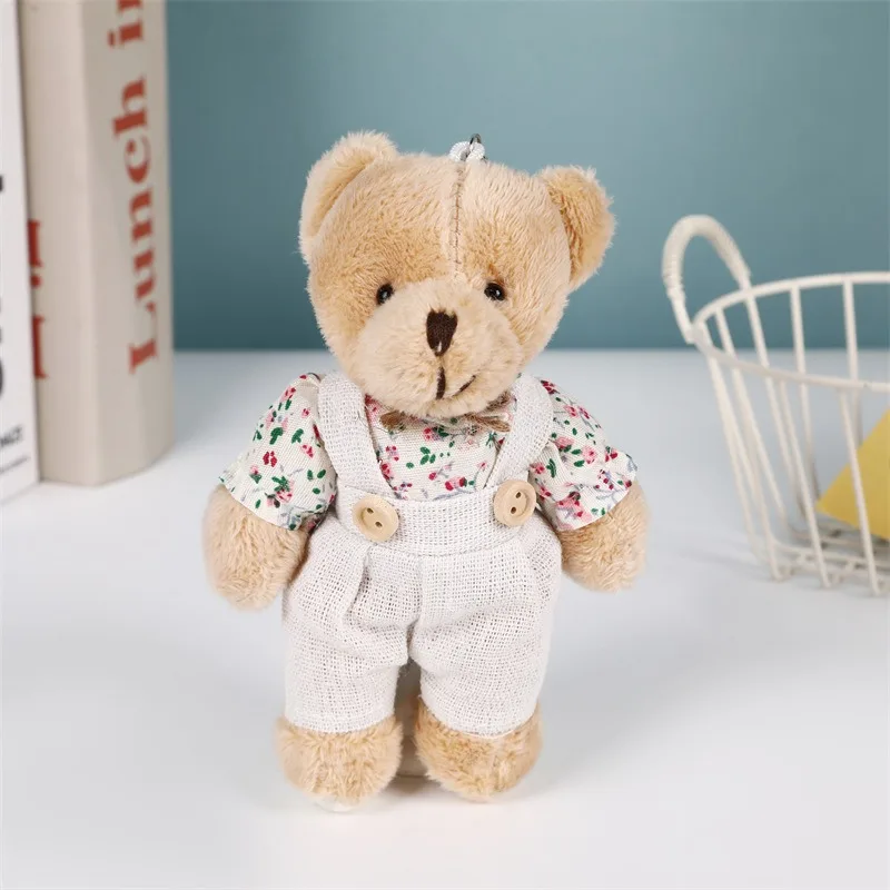 Cute Bear Linen Teddy Bear Keychain Women Couple Rabbit Keyring On Bag Car Pendant Trinket Female Wedding Party Plush Toy Gift view 5