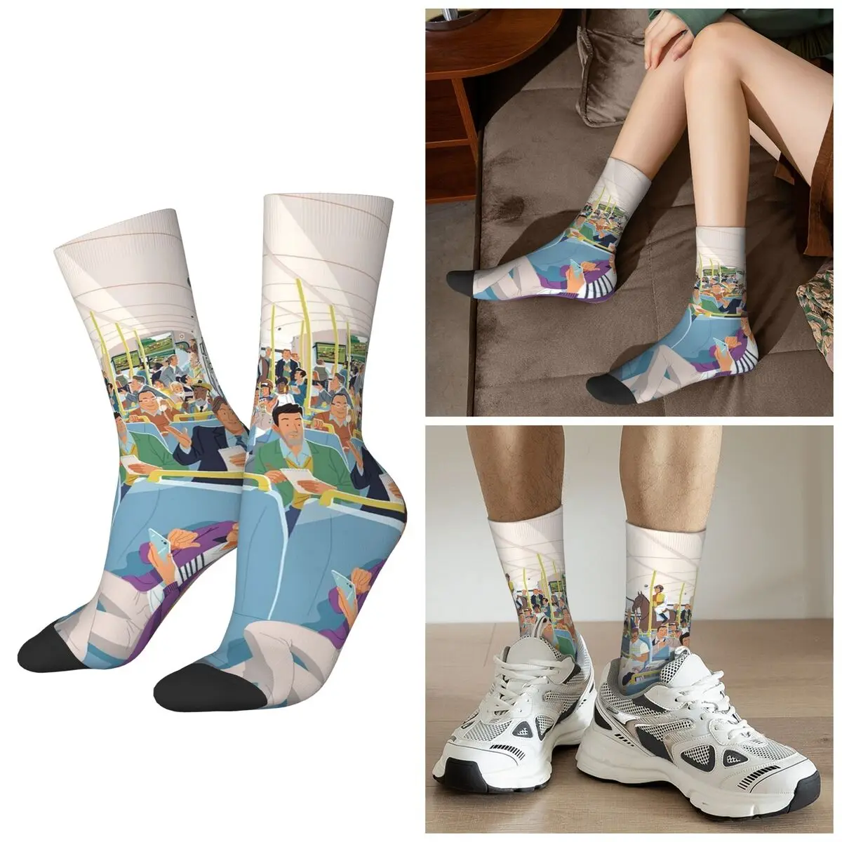 

All Seasons American Cartoon New York Subway Print Socks Sport Middle Tube Socks High Quality Stockings for Men Women Christmas