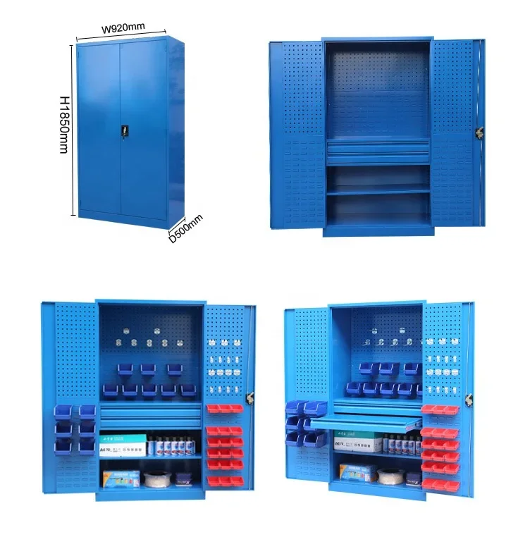 Workshop Garage Metal Roller Tool Cabinet Steel Storage Cabinet with Bins