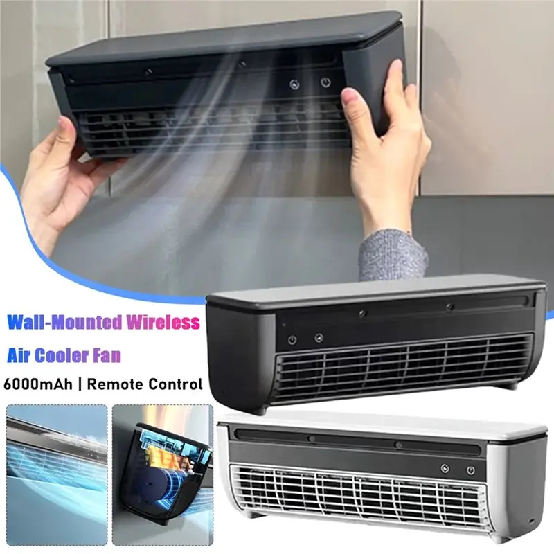 AC39-Wall-Mounted Air Cooler Fanquick Cooling Leafless Mini Air Conditioner Wireless Quiet Electric Fans With Remotecontrol image 6