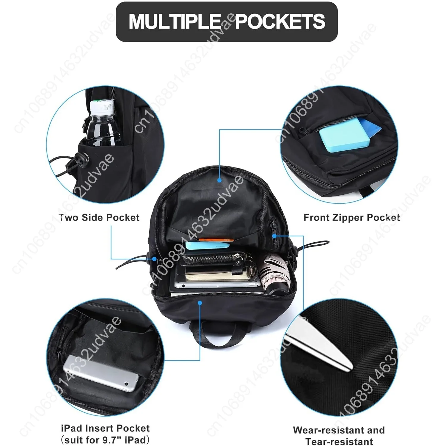 SEAFEW Small Black Sling Crossbody Backpack Shoulder Bag for Men Women, Lightweight One Strap Back Pack Sling Bag Backpack for H