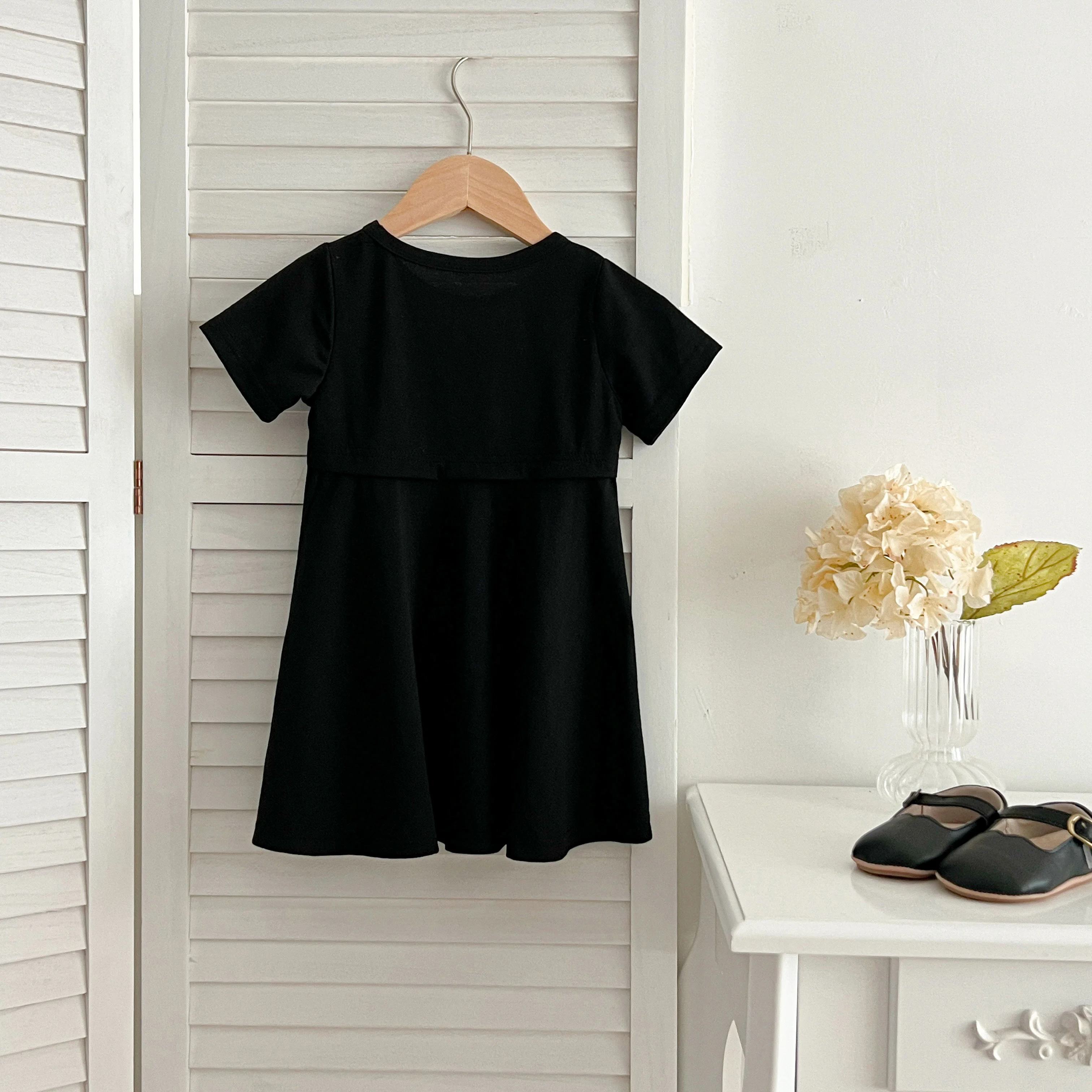 Sommer Kinder Baby Kleid schwarz Baby Mädchen Kleid kurz ärmel ige süße Kleid für Mädchen Kurzarm eine Linie Party Kleid Mädchen Kleidung – Detail 2