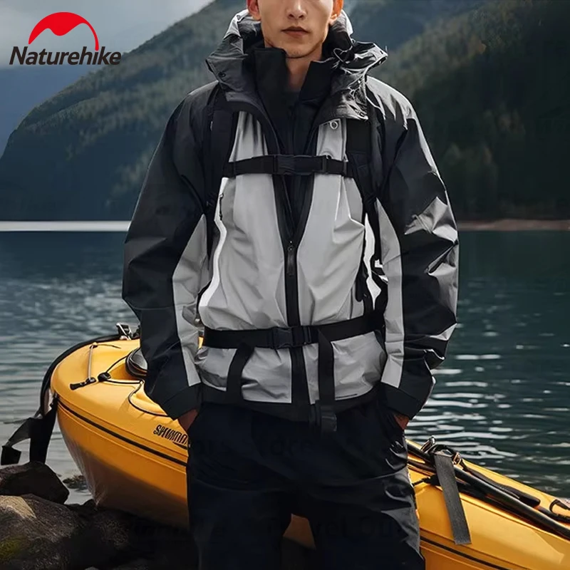Naturehike Camping Rain Jacket Men Women Outdoor Windproof Waterproof Hat Climbing Suit Couple's Jaet Hunting Clothes Quick Dry