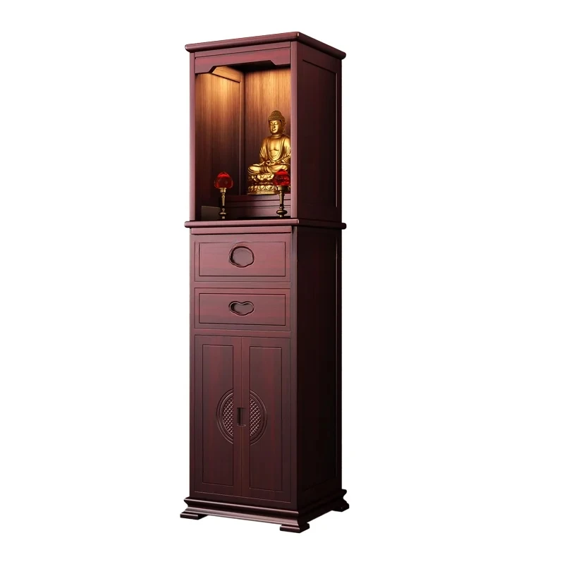 Clothes Closet Solid Wood Household Buddha Cabinet Buddha Shrine Incense Burner Table Altar with Door-God Table Cabinet