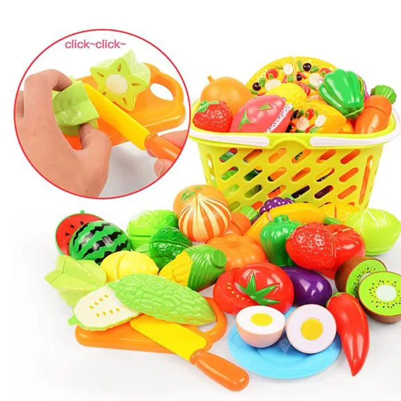 الأطفال التظاهر اللعب ألعاب الطعام للأطفال المطبخ الخضار Playset قطع الفاكهة الخضروات لعبة طفل عيد ميلاد هدية الكريسماس اللعب
