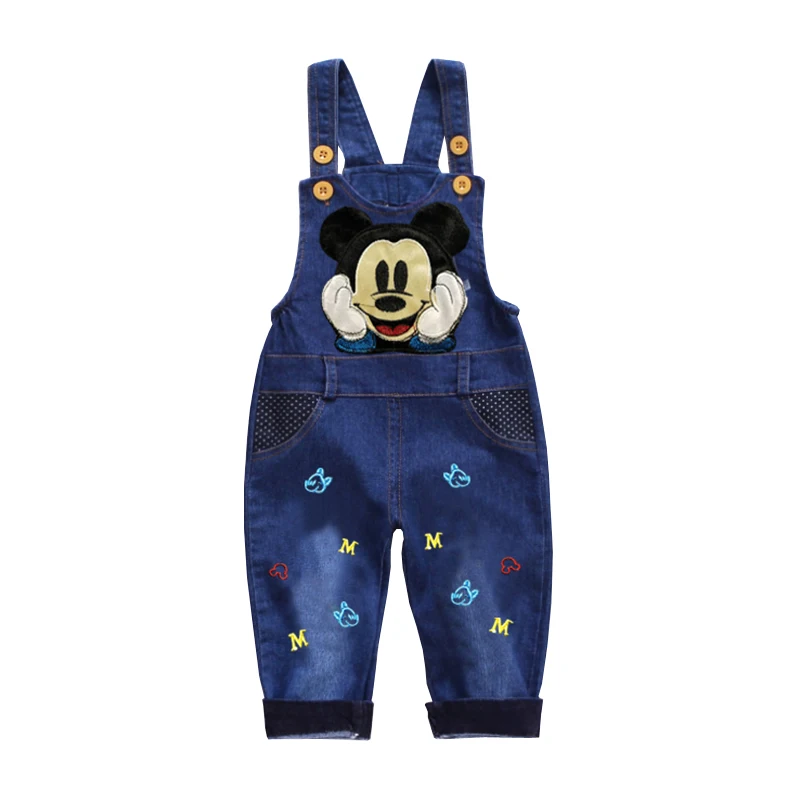 Baby Mickey Denim Overalls Children Autumn Infant Rompers Child Bib Pants Kids Baby Boy Trousers for Toddler Suspender Jeans 