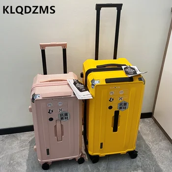 Klqdzms旅行かばんパーソナリティトロリーケース高値大容量コインネットレッド新しい防水スーツケース超軽量チェック