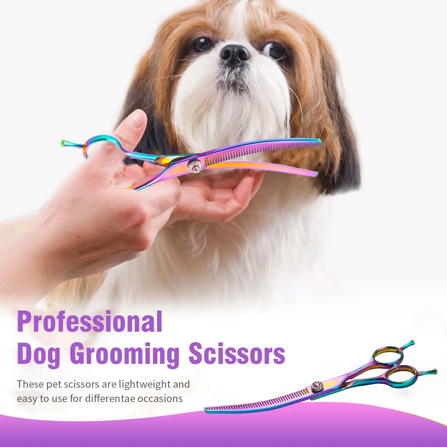 Up Curved Thinning Scissors Dog Grooming Scissors Professional Pet Thinning Scissors Hair Grooming for Dog Cat