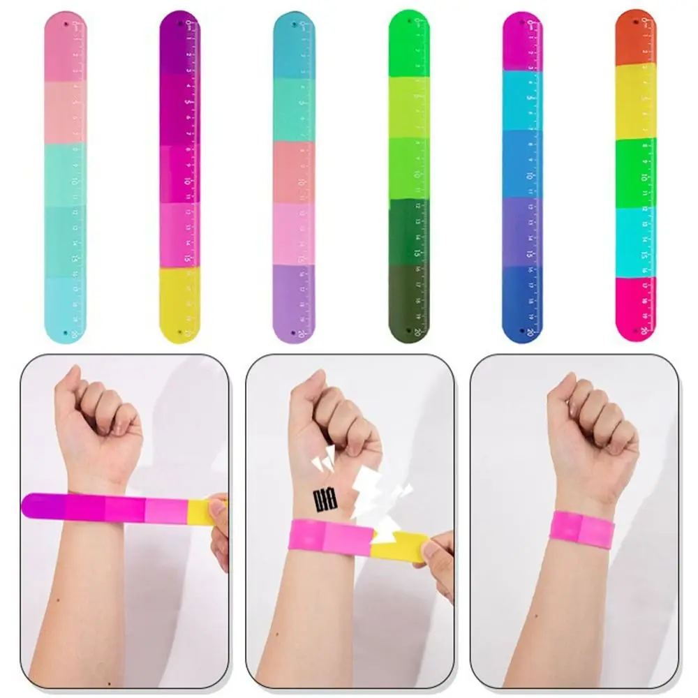 Durable Cute Funny Clap Ring Straight Ruler Creative Stress Relief Bracelet Ruler Silicone Drawing Drafting Tool