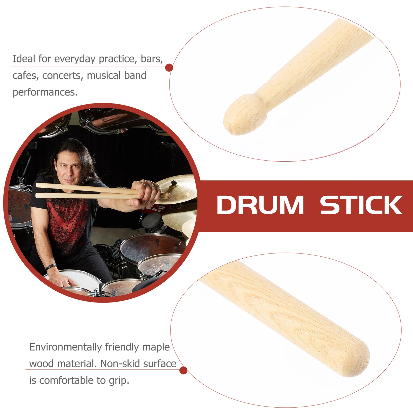 

1Pair 7a Walnut Drumsticks Ergonomic Design for Hand Fatigue Relief Suitable for Various Drums Performances Walnut Drum Sticks