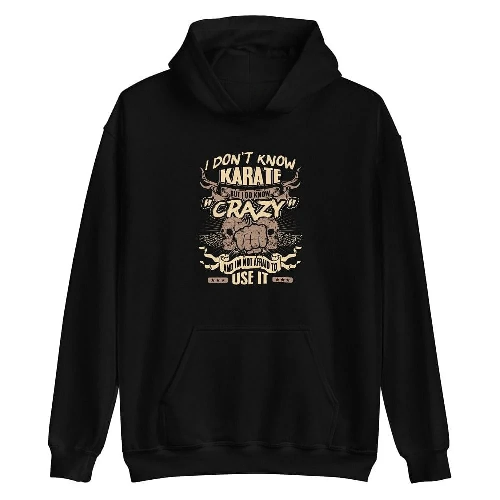 

I Don't Know Karate But I Do Know Skull Print Hoodie Men's and Women's Long Sleeve Sweatshirt Pullover Y2k Tops Autumn Clothing