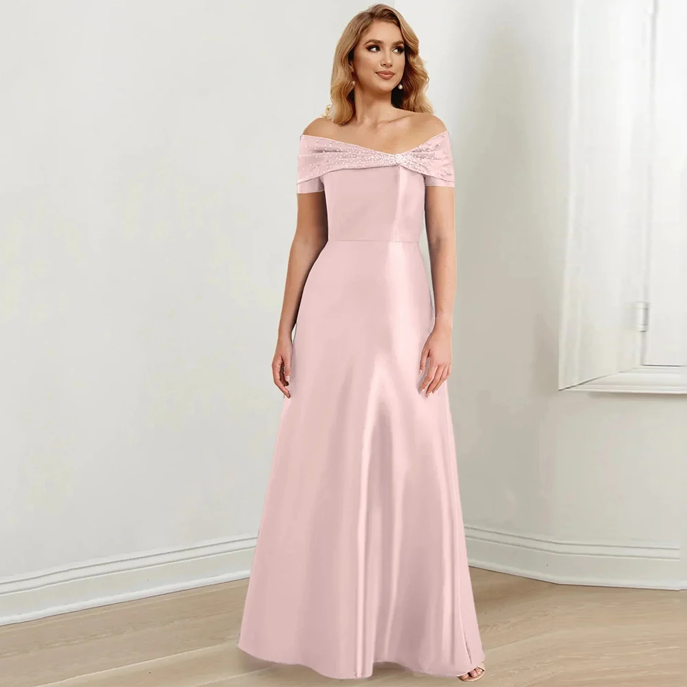 

Индивидуальные платья А-силуэта для мам невесты, элегантные вечерние платья с открытыми плечами для гостей на свадьбу, плиссированные платья для выпускного вечера и вечеринок