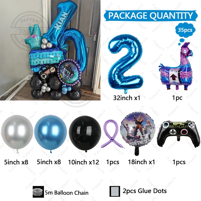 لعبة فيديو Fortnitions Boy أول حفلة عيد ميلاد الديكور الكرتون الألبكة اللاما استحمام الطفل الاطفال المفضلة لوازم الحفلات 2025