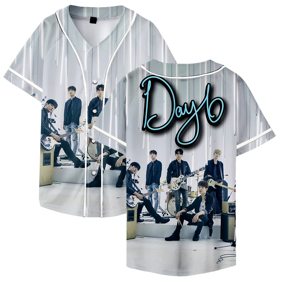 

Бейсбольная Джерси DAY6 Merch с V-образным вырезом, рубашка с коротким рукавом для женщин и мужчин, уличная одежда