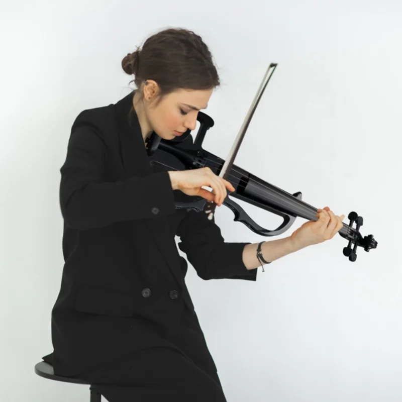 

Full Size 4/4 Bunnel Edge Electric Silent Violin with Case Bow Rosin Headphone Connecting Line