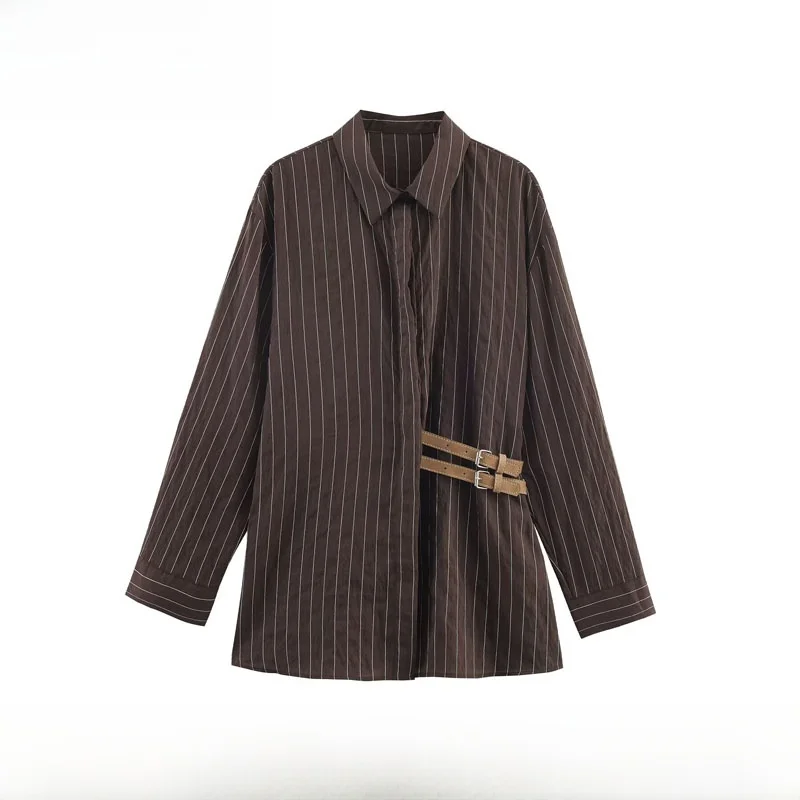 

Faionable Simple ZR Sle Striped irt Women's Autumn Winter New Arrival Polyester Fiber Long Sve Button up Casual irt